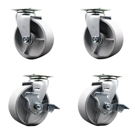 Service Caster Tool Box Caster Wheel Set 5'' Semi Steel Cast Iron Swivel Casters, 4PK TOOL-SCC-20S520-SSR-2-TLB-2